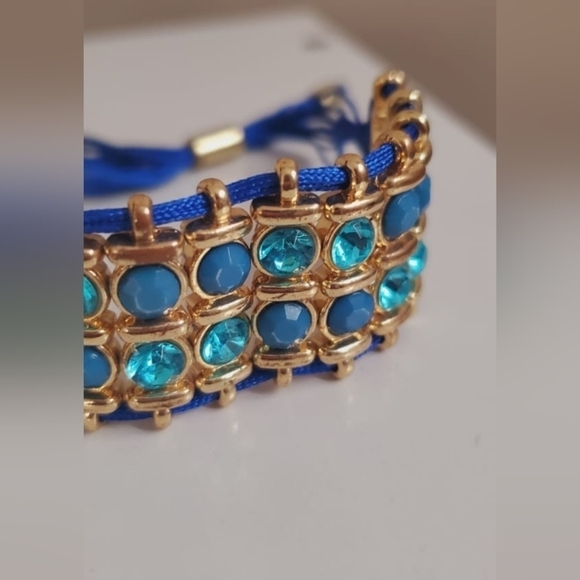 Royal Blue &Aqua Crystal Bracelet. Adjustable Strap🌴 - Picture 3 of 9